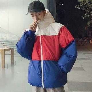 Couple Color Block Print Padded Jacket