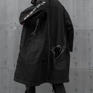 Pin Detail Zip Coat