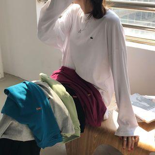 Embroidered Round-neck Long-sleeve Top