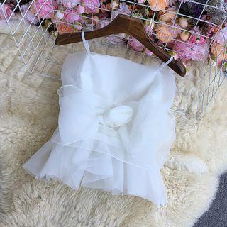 Bow Accent Mesh Camisole Top