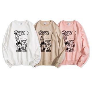 Round Neck Bear Print Sweatshirt