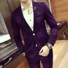 Set: Printed One-button Blazer + Pants