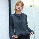 Drawstring Quick Dry Hooded Long-sleeve T-shirt