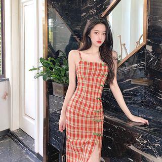 Plaid Vest Cheongsam Dress