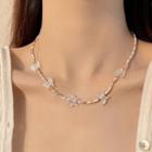 Beaded Butterfly Necklace White - One Size