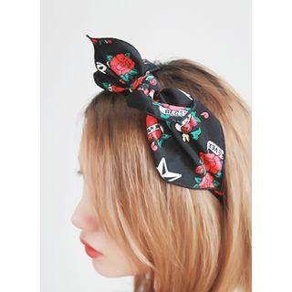 Bow Floral Print Headband