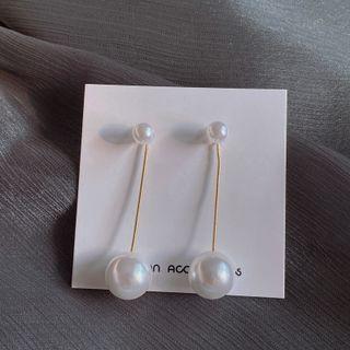 Faux Pearl Drop Earring 1 Pair - S925 Silver Needle - Gold - One Size