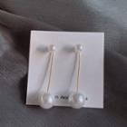 Faux Pearl Drop Earring 1 Pair - S925 Silver Needle - Gold - One Size