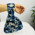 Wave Print Canvas Handbag Wave - Blue - One Size