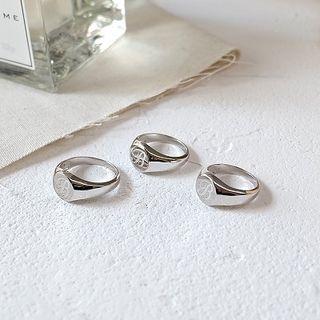 925 Sterling Silver B Lettering Ring