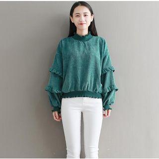 Frilled Corduroy Pullover