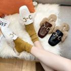 Faux Leather Furry Mules