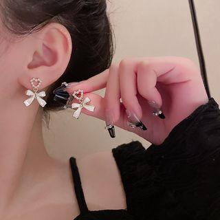 Faux Pearl Bow Drop Earring E5005 - 1 Pair - Gold - One Size
