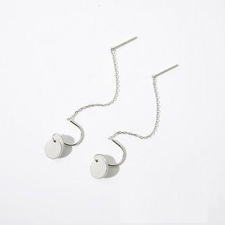 925 Sterling Silver Disc Chain Earring