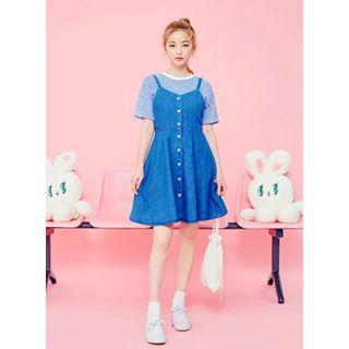 Spaghetti-strap Denim A-line Dress
