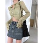 Long-sleeve Lace Slim-fit Blouse