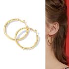 Hoop Earring 1 Pair - S925 Silver Stud - Gold - One Size