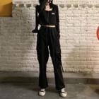 Cropped Lettering Zip Jacket / Straight-fit Pants