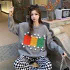Color Block Sweater / Check Pants