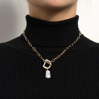 Pearl & Letter D Pendant Necklace