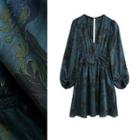 Retro Jacquard V-neck Slim-fit Dress