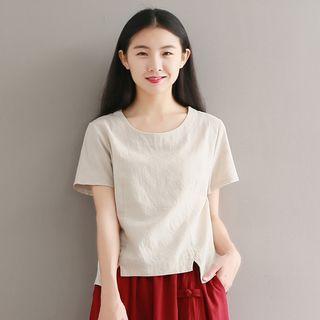 Short-sleeve Slim-fit Plain Top