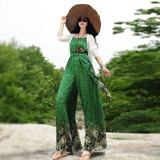 Print Chiffon Wide-leg Jumpsuit