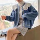 Lace Collar Cardigan / Midi A-line Skirt