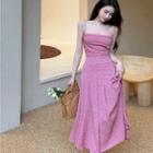 Sleeveless Print Slim-fit Top / Print High-waist Slim-fit Skirt