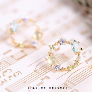 Faux Crystal Faux Pearl Alloy Hoop Earring