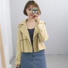 Notch Lapel Long Sleeve Cropped Trench Jacket