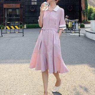 Single Breasted Short-sleeve Shirtdress