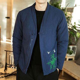 V-neck Embroidered Zip Jacket