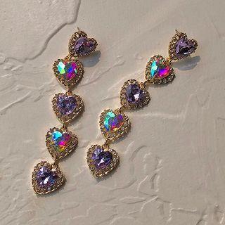 925 Sterling Rhinestone Heart Drop Earring