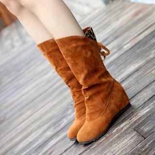 Bow Hoodie Mid-calf Boots