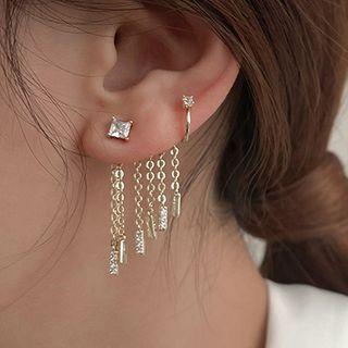 Chain Ear Cuff 1 Pair - Silver Stud - Gold - One Size