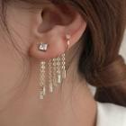Chain Ear Cuff 1 Pair - Silver Stud - Gold - One Size