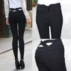 High-waist Cross-back Plain Pants