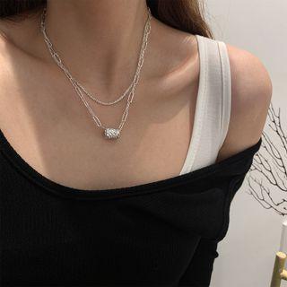 Pendant Sterling Silver Layered Necklace 925 Silver - Necklace - Silver - One Size