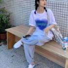 Short-sleeve Lettering Print T-shirt / Sweatpants
