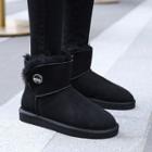 Genuine Leather Twist-lock Short Snow Boots
