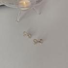 Bow Alloy Earring 1 Pair - 925 Silver - Bow - Gold & White - One Size
