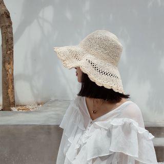 Scallop Trim Straw Hat