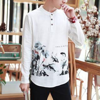 Print Henley Long-sleeve T-shirt