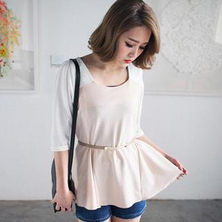 Elbow-sleeve Peplum Top