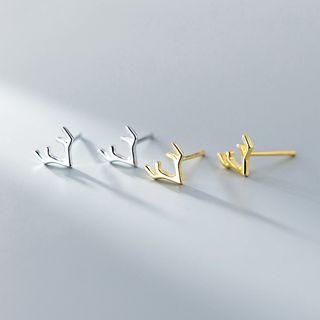 925 Sterling Silver Deer Horn Earring