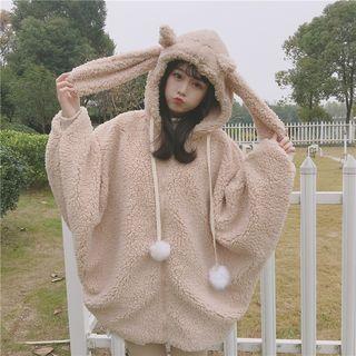 Rabbit Ear Hood Zip Jacket Khaki - One Size