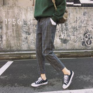 Tie-waist Gingham Pants