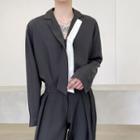 Open-collar Mock-tie Shirt