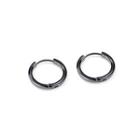 Simple Personality Black Geometric Round 316l Stainless Steel Stud Earrings 12mm Black - One Size
